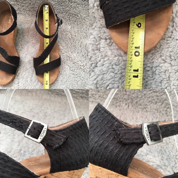 SOLD 8.5W Toms Sienna Open Toe Jute Wedge Heels - Picture 2 of 8